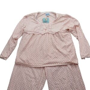 VTG Amanda Paige Sleepwear Pink Floral Ditsy Pajama Set Plus Size 3X NWT